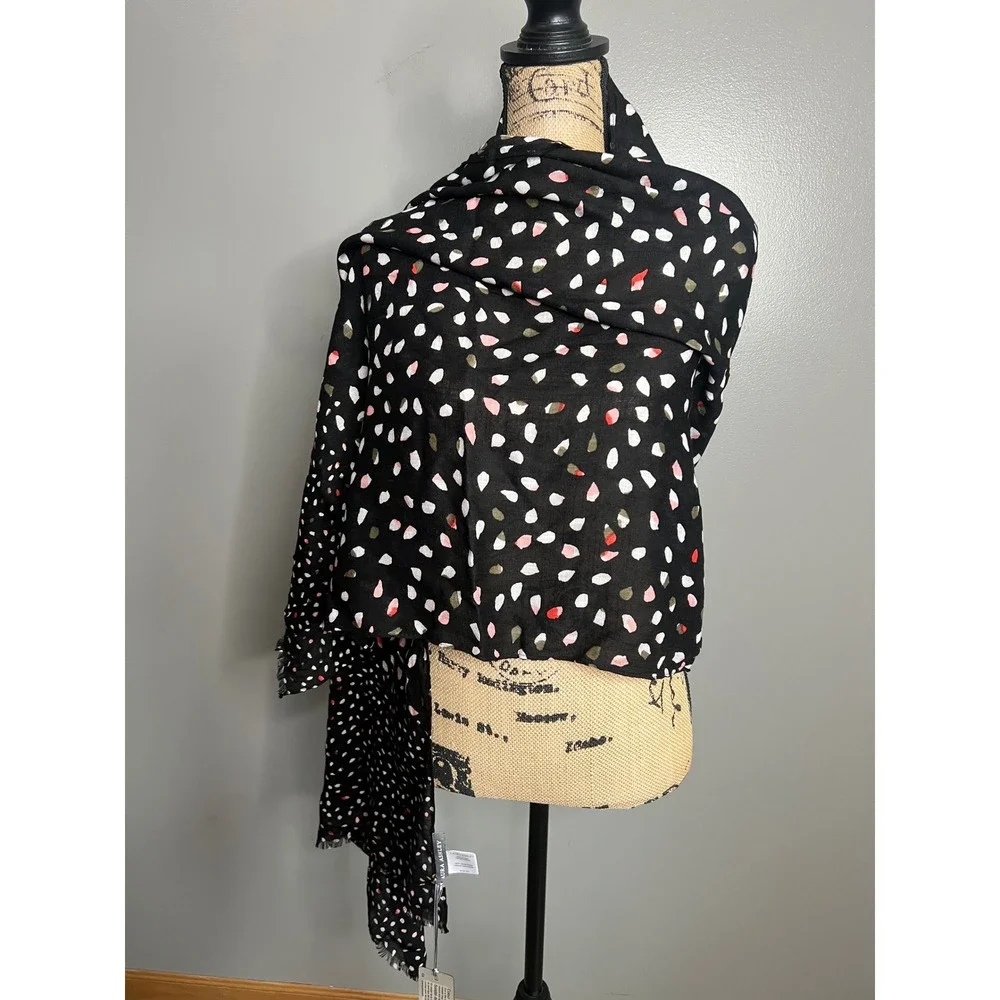 Laura Ashley Black Pink Abstract  Print Viscose Scarf arts‎ NWT casual chic
